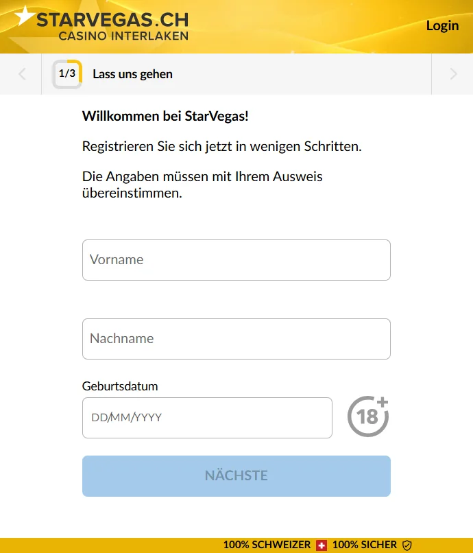 StarVegas Anmeldung